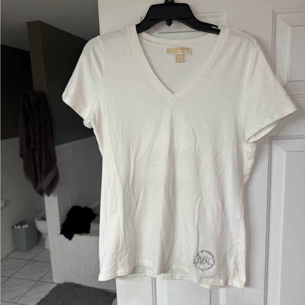 Michael Kors White Fitted Short Sleeve T-Shirt